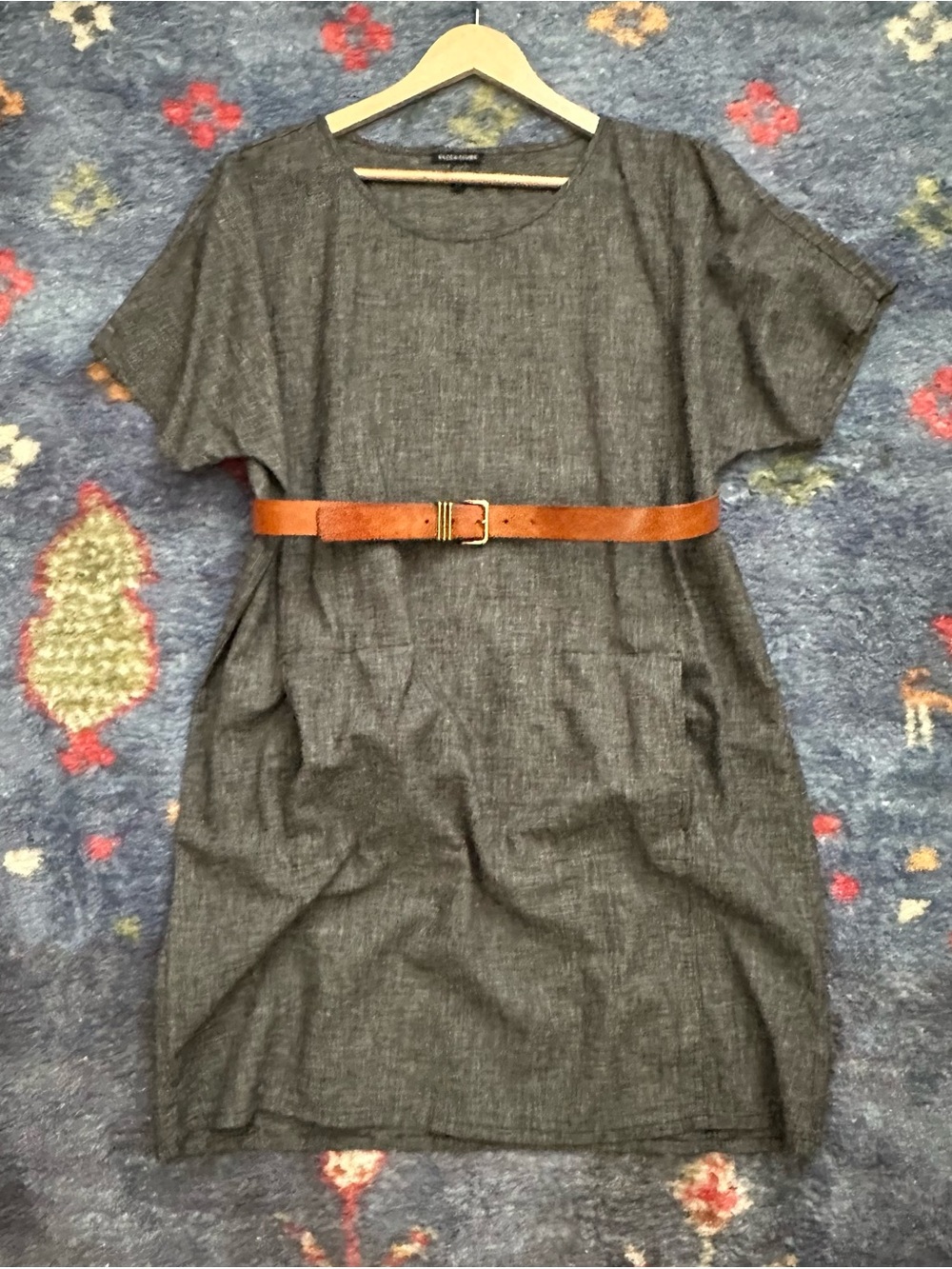 Eileen Fisher Black and White Micro-Check Dress sz M